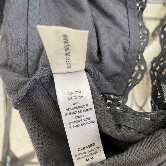 Felina Bra Women's  M Bralette Wireless Unlined Racerback stretchy  Lace Gray - Picture 6 of 10